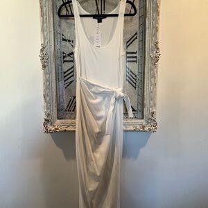 Sleeveless White Tie-Waist Midi/Maxi Dress